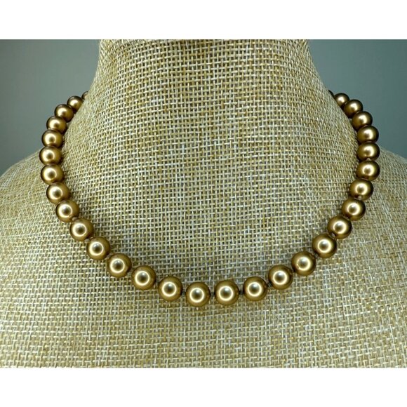 Carolee Bronze Faux Pearl Necklace With Gold-Tone Toggle Clasp Elegant Jewelry - Picture 1 of 9